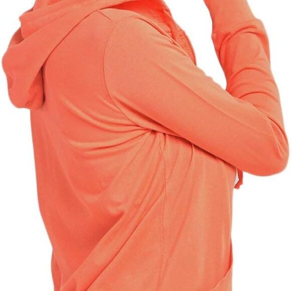 Fashion-Forward Women's Lightweight Zip Hoodie - Coral, Machine Washable - Picture 3 of 4